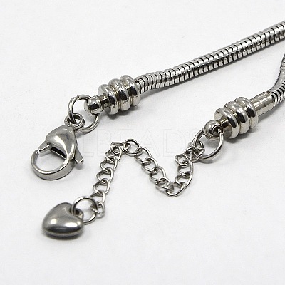 Tarnish Resistant 304 Stainless Steel European Round Snake Chains Bracelets STAS-J015-08-1