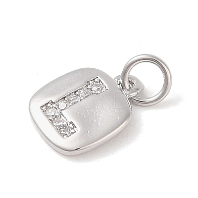 Rack Plating Brass Micro Pave CLear Cubic Zirconia Charms KK-E110-14P-L-1