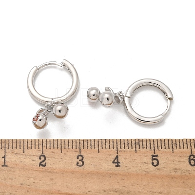Brass Cubic Zirconia Hoop Earrings EJEW-Q015-01P-B-1