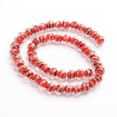 Handmade Gold Sand Lampwork Rondelle Beads Strands LAMP-I010-C-03-1