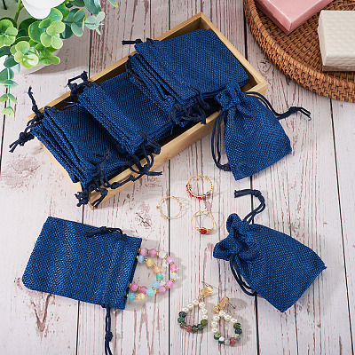 20Pcs Rectangle Polyester Imitation Burlap Packing Pouches Drawstring Bags ABAG-TA0001-95C-1