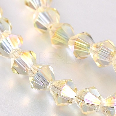 Electroplate Faceted Bicone Glass Beads Strands X-EGLA-P017-4mm-14-1