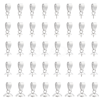 40Pcs 5 Style 304 Stainless Steel Cup Pearl Peg Bails Pin Pendants STAS-UN0055-01-1