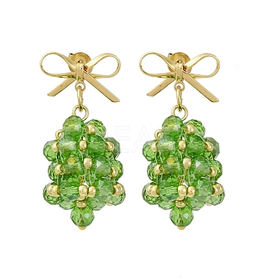 Christmas Bell Brass Dangle Stud Earrings EJEW-MZ00495-02-1