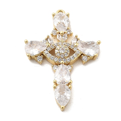 Brass Micro Pave Clear Cubic Zirconia Pendants KK-L228-03G-03-1