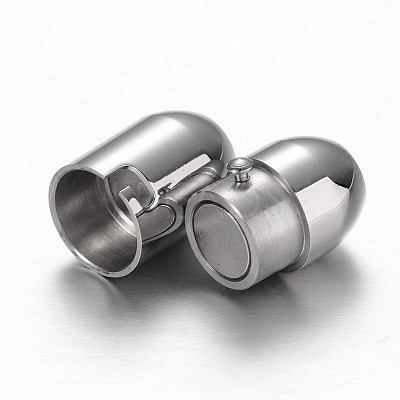 Tarnish Resistant Tube 304 Stainless Steel Magnetic Clasps with Glue-in Ends STAS-I045-16-1