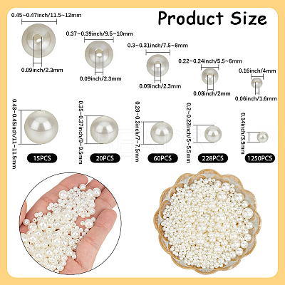 1573Pcs 5 Styles ABS Plastic Imitation Pearl Beads KY-PA0001-13A-1