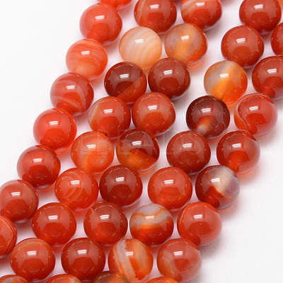 Natural Striped Agate/Banded Agate Bead Strands X-G-K166-13-8mm-08-1