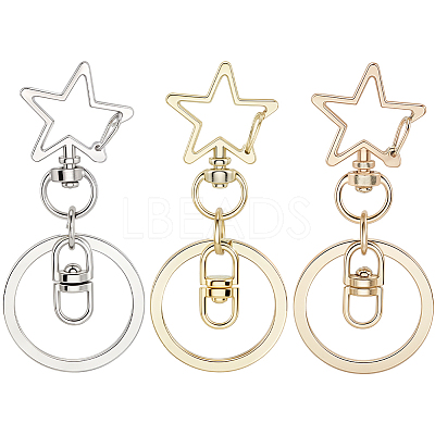 18Pcs 3 Style Alloy Keychain Clasps KEYC-SP0001-49C-1