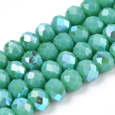 Electroplate Opaque Solid Color Glass Beads Strands EGLA-A034-P6mm-L25-1