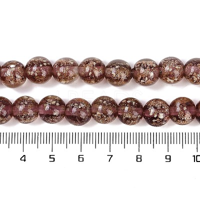 Handmade Gold Sand Lampwork Beads Strands LAMP-P051-L06-10mm-1