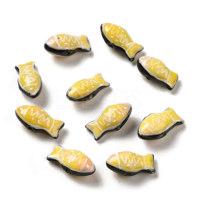 Handmade Printed Porcelain Beads PORC-E015-17I-1