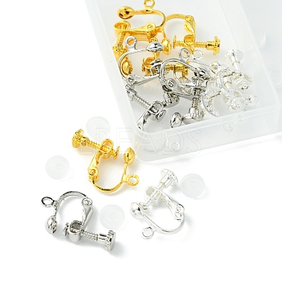 12Pcs 3 ColorS Brass Screw On Clip-on Earring Findings KK-FS0001-32-1