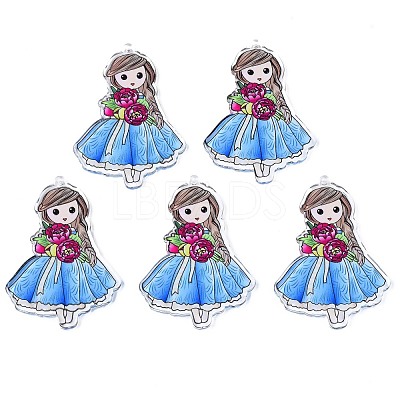 Transparent Printed Acrylic Big Pendants OACR-N133-015-1
