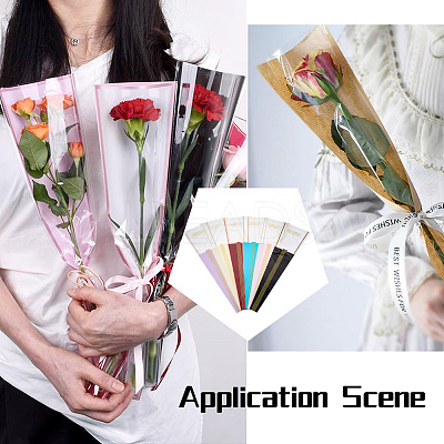120Pcs 6 Colors OPP Plastic Flower Bouquet Bags ABAG-MB0001-02-1