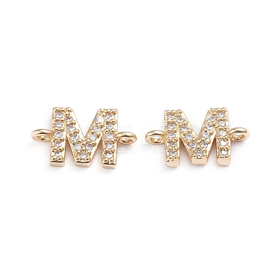 Brass Micro Pave Cubic Zirconia Letter Links X-ZIRC-I042-16G-M-1