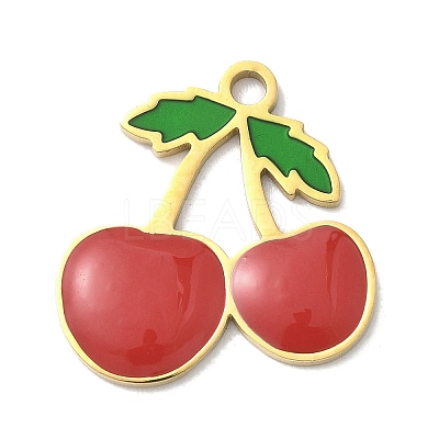 304 Stainless Steel Fruit Enamel Pendants STAS-G362-04G-12-1