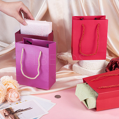 8Pcs 4 Colors Rectangle Paper Gift Bags with Handles CARB-TA0001-18A-1