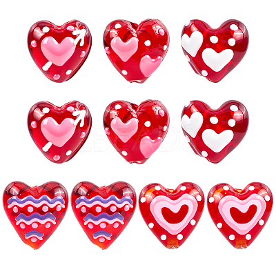 10Pcs 5 Colors Handmade Lampwork Enamel Beads LAMP-PA0001-05-1