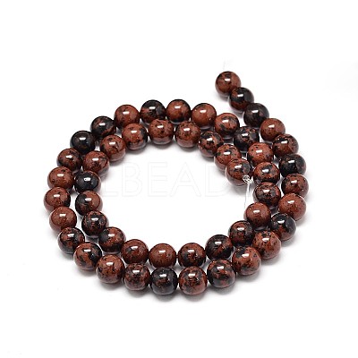 Natural Mahogany Obsidian Round Bead Strands G-P075-26-4mm-1