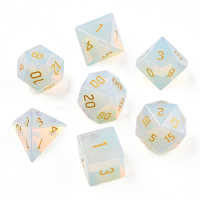 Metal Enlaced Opalite Polyhedral Dice Set G-T122-75A-1