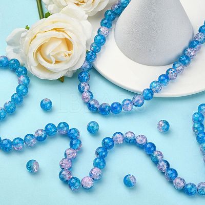 1Strand Two Tone Transparent Crackle Glass Round Beads Strands X-CCG-Q001-10mm-19-1