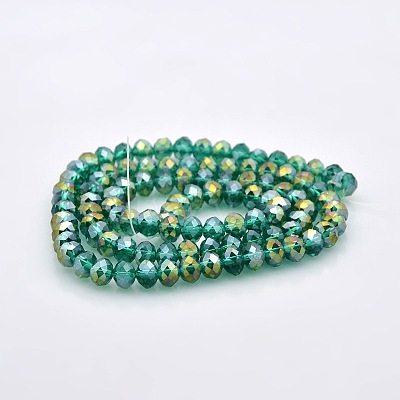 Half Rainbow Plated Faceted Rondelle Electroplate Glass Beads Strands GLAA-A024D-HR04-1