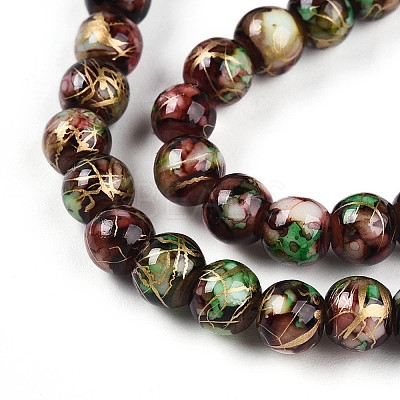 Baking Paint Glass Beads Strands DGLA-N003-6mm-B07-1
