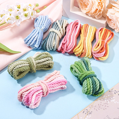 8 Bags 8 Colors 3-Ply Round Cotton Twisted Cord OCOR-TA0003-82A-1