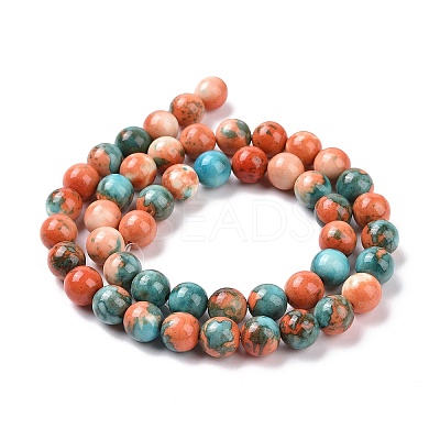 Synthetic Ocean White Jade Round Bead Strands G-M165-4mm-04-1