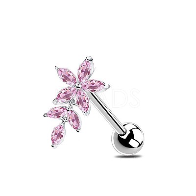 304 Stainless Steel Pave Cubic Zirconia Straight Barbell Tongue Rings FS-WG7AF88-17-1