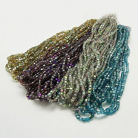Electroplate Glass Beads Strands EGLA-D018-8x8mm-M3-1
