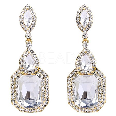 Brass Rhinestone Dangle Stud Earrings FS-WG9D6B6-02-1