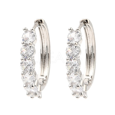 Brass Micro Pave Cubic Zirconia Hoop Earrings EJEW-D078-16P-1