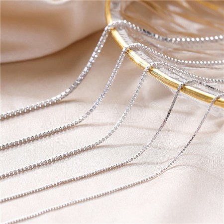 925 Sterling Silver Box Chain Necklaces with Spring Ring Clasp STER-BB71251-E-1
