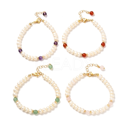 Natural Pearl Beaded Bracelet for Girl Women BJEW-JB06859-1