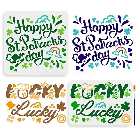 MAYJOYDIY US 1 Set Saint Patrick's Day PET Hollow Out Drawing Painting Stencils DIY-MA0002-99-1