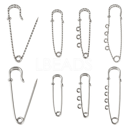 6 Styles 304 Stainless Steel Safety Pins Brooch Findings STAS-TA0006-12P-1
