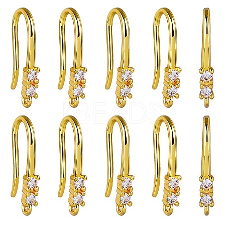 10 Pair Brass Micro Pave Clear Cubic Zirconia Earring Hooks ZIRC-SZ0004-99-1