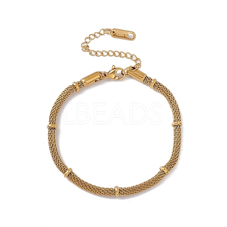 316 Stainless Steel Round Mesh Chain Bracelet for Men Women BJEW-G655-05G-1