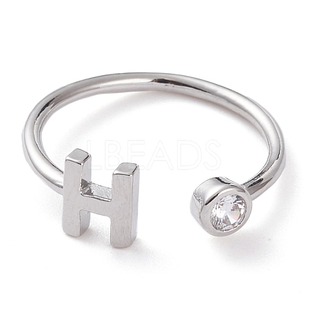 Brass Micro Pave Clear Cubic Zirconia Cuff Rings RJEW-Z005-H-P-1