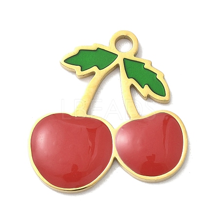 304 Stainless Steel Fruit Enamel Pendants STAS-G362-04G-12-1