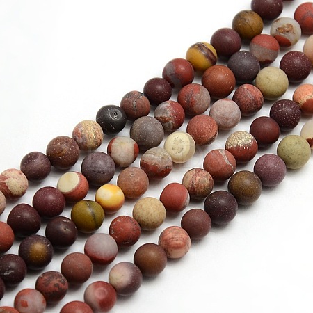 Frosted Natural Mookaite Round Bead Strands G-M064-4mm-11-1