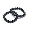Synthetic Black Stone Bead Stretch Bracelets X-BJEW-K212-A-032-1