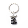 Natural Obsidian Angel Pendant Keychain KEYC-JKC00382-02-1