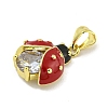 Rack Plating Brass Micro Pave Clear Cubic Zirconia with Enamel Pendant KK-B091-37G-02-2