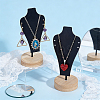 Bust Iron Jewelry Necklace Display Stands with Wooden Rond Base NDIS-WH0024-06B-4