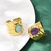 316 Stainless Steel with Natural Mixed Gemstone Cuff Rings RJEW-Z098-01G-16-3