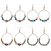 ANATTASOUL 4 Pairs 4 Style Bohemia Glass & Acrylic Beaded Circle Ring Dangle Earrings EJEW-AN0002-95-1