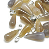 Natural Grey Agate Pendants G-T081-03-1